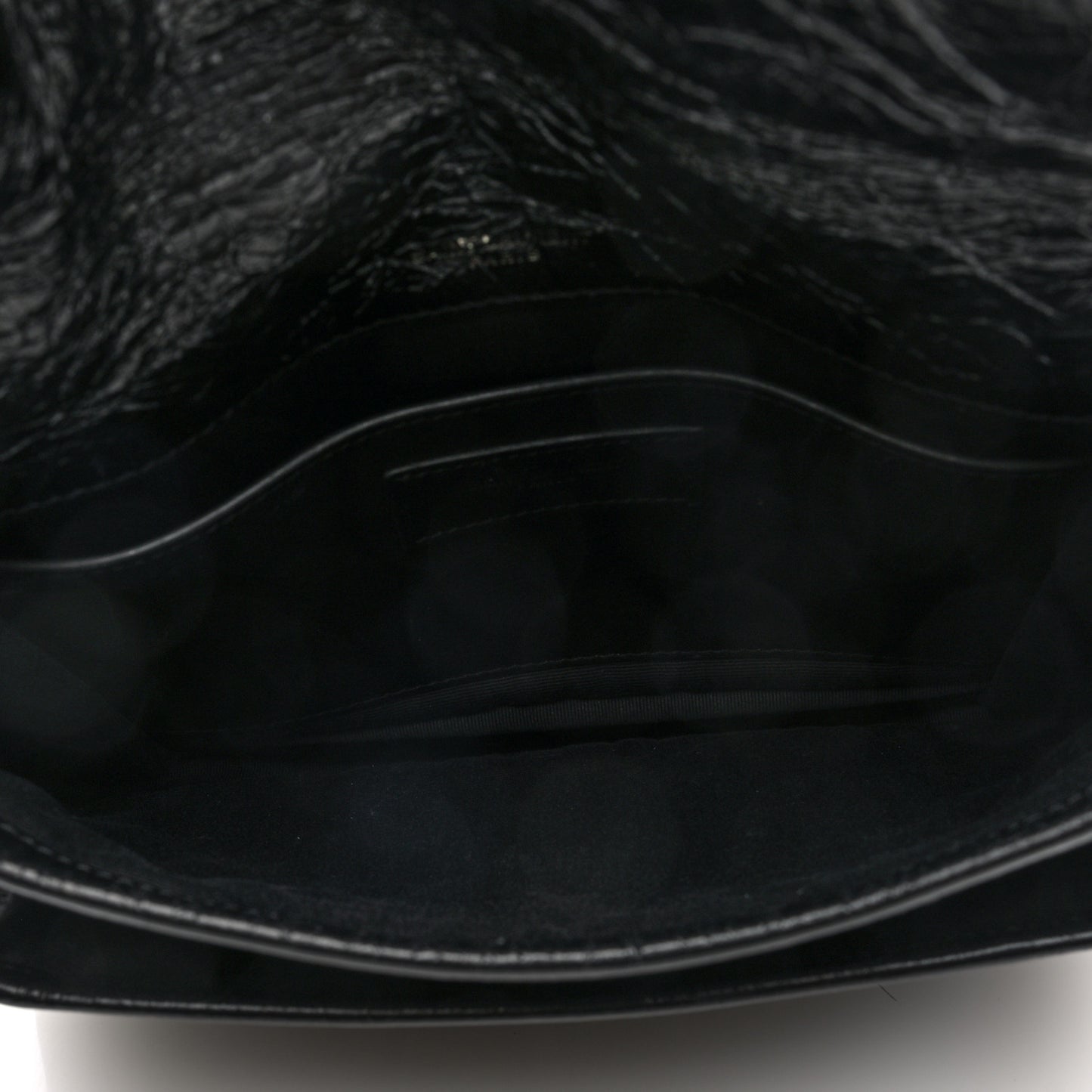 Crinkled Calfskin Matelasse Monogram Baby Niki Chain Satchel Black