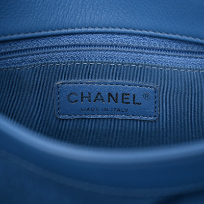 Chanel Grained Calfskin Small Chevron Chic Top Handle Flap Blue 6 of 13