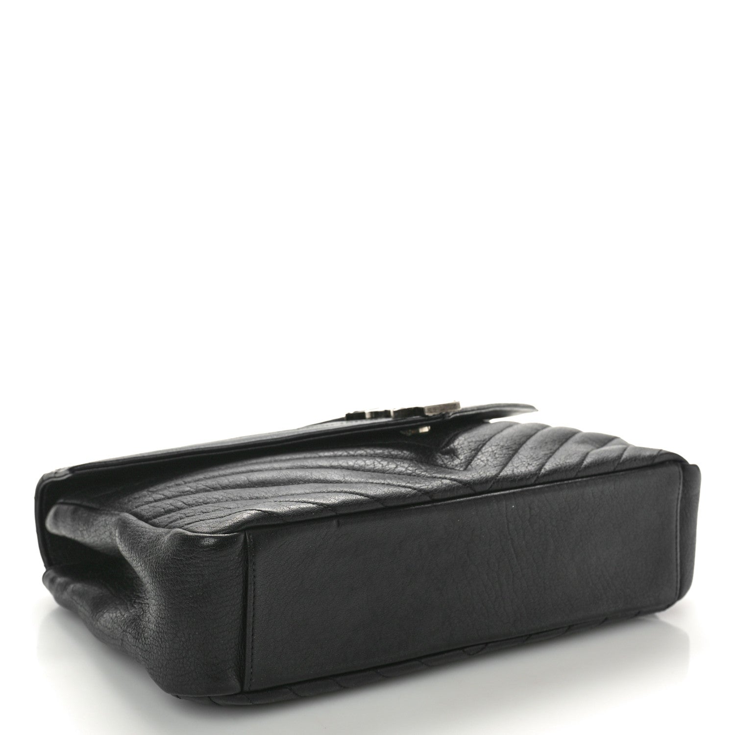 Saint Laurent Sheepskin Matelasse Chevron Monogram Large College Satchel Black Tulip 4 of 12