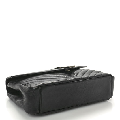 Saint Laurent Sheepskin Matelasse Chevron Monogram Large College Satchel Black Tulip 4 of 12