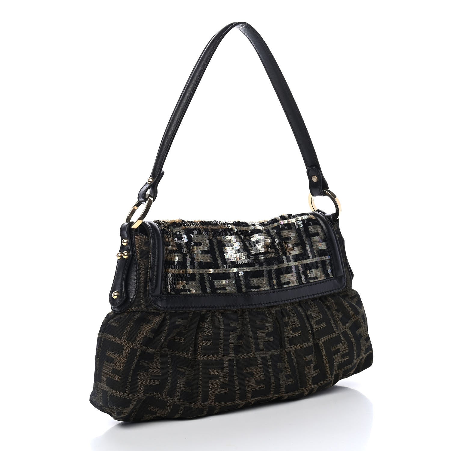 Fendi Zucca Sequin Small Chef Shoulder Bag Tobacco 2 of 4