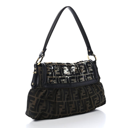 Fendi Zucca Sequin Small Chef Shoulder Bag Tobacco 2 of 4