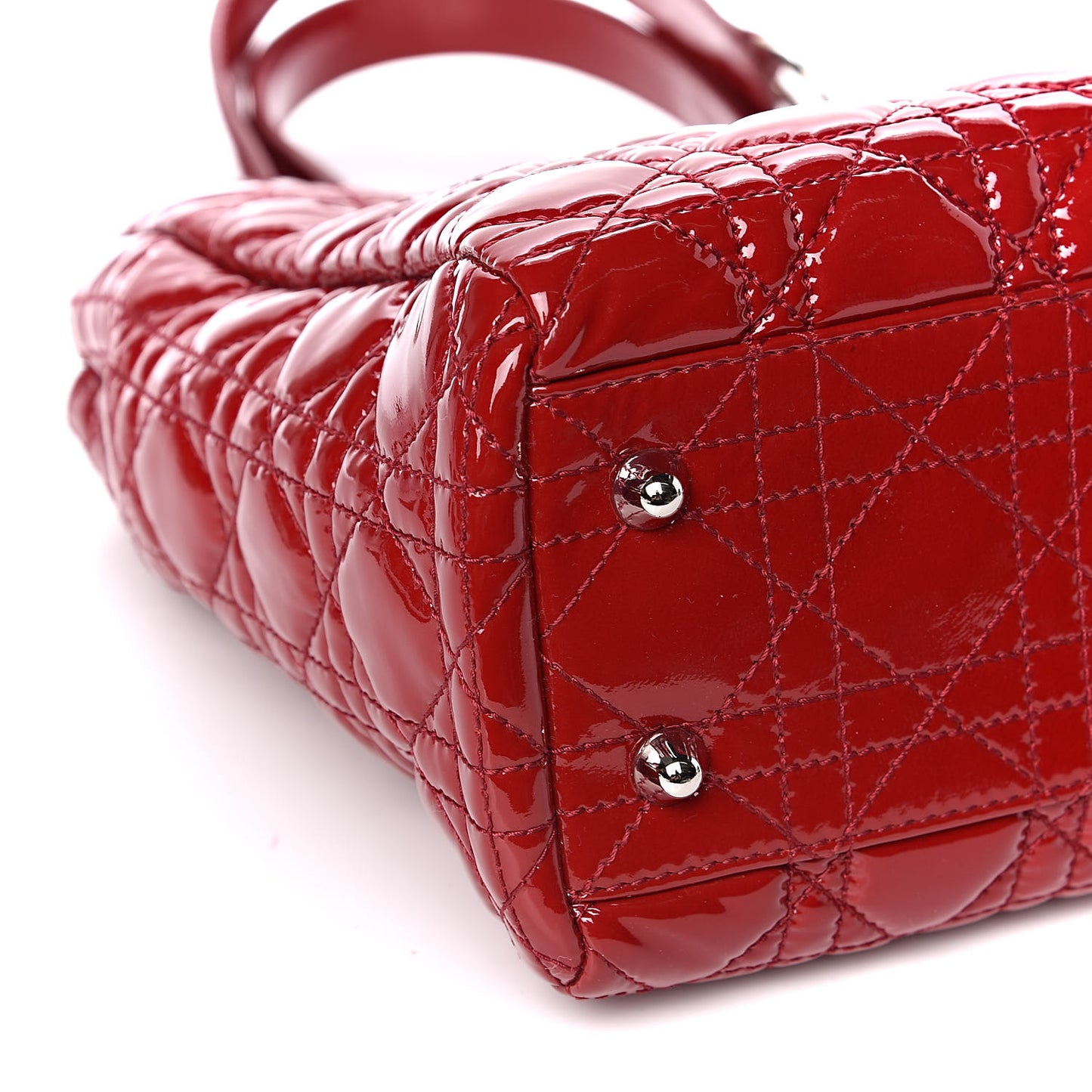Patent Cannage Small Dior Soft Shopping Tote Red