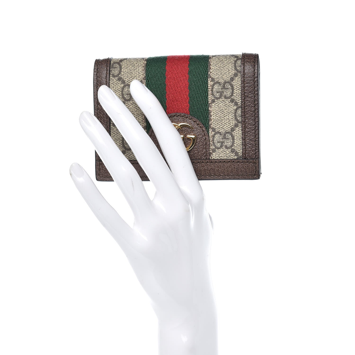 Gucci GG Supreme Monogram Web Ophidia Card Case Beige New Acero 2 of 6
