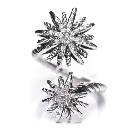 David Yurman Sterling Silver Diamond 28mm Open Starburst Ring 57 8 1 of 4