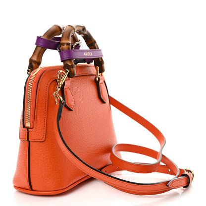 Gucci Textured Dollar Calfskin Mini Diana Dome Tote Bag Deep Orange Spicy Cyclamin 3 of 11