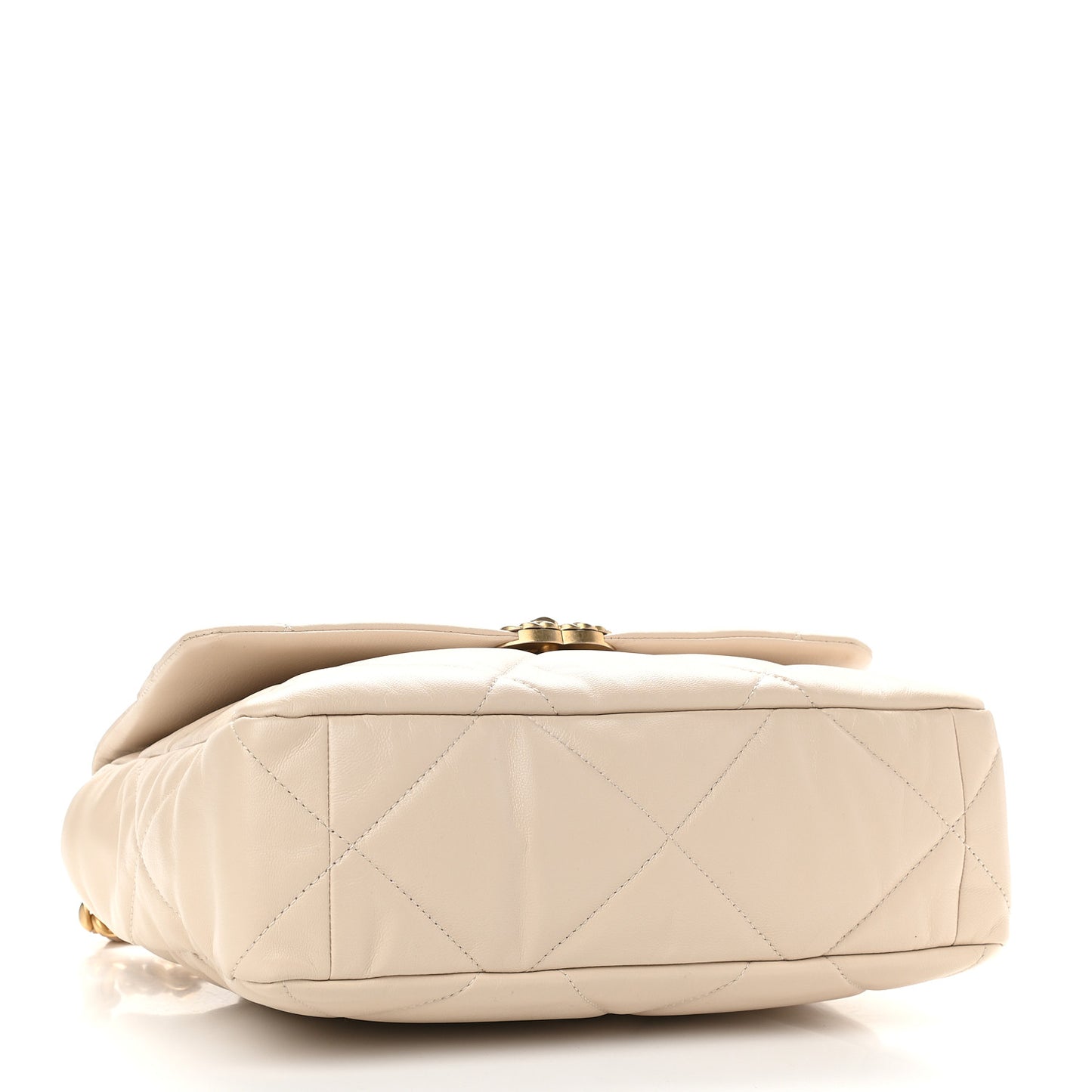 Lambskin Quilted Large Chanel 19 Flap Beige