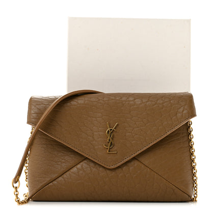 Saint Laurent Supple Lambskin Small Cassandre Chain Pouch Dark Cork 10 of 10