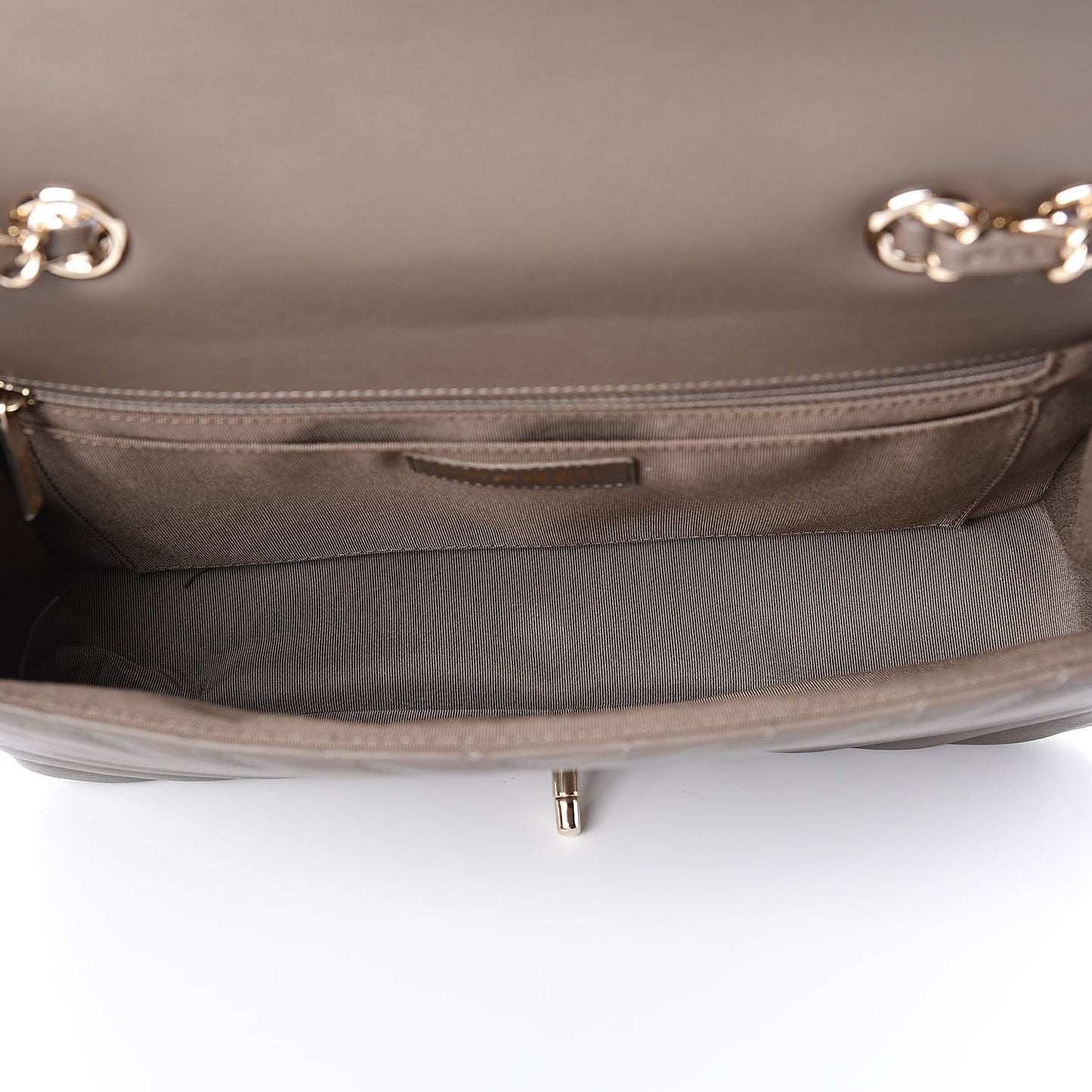 Calfskin Chevron Quilted Medium Statement Flap Khaki