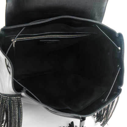 Saint Laurent Calfskin Studded Fringed Festival Backpack Black 5 of 7