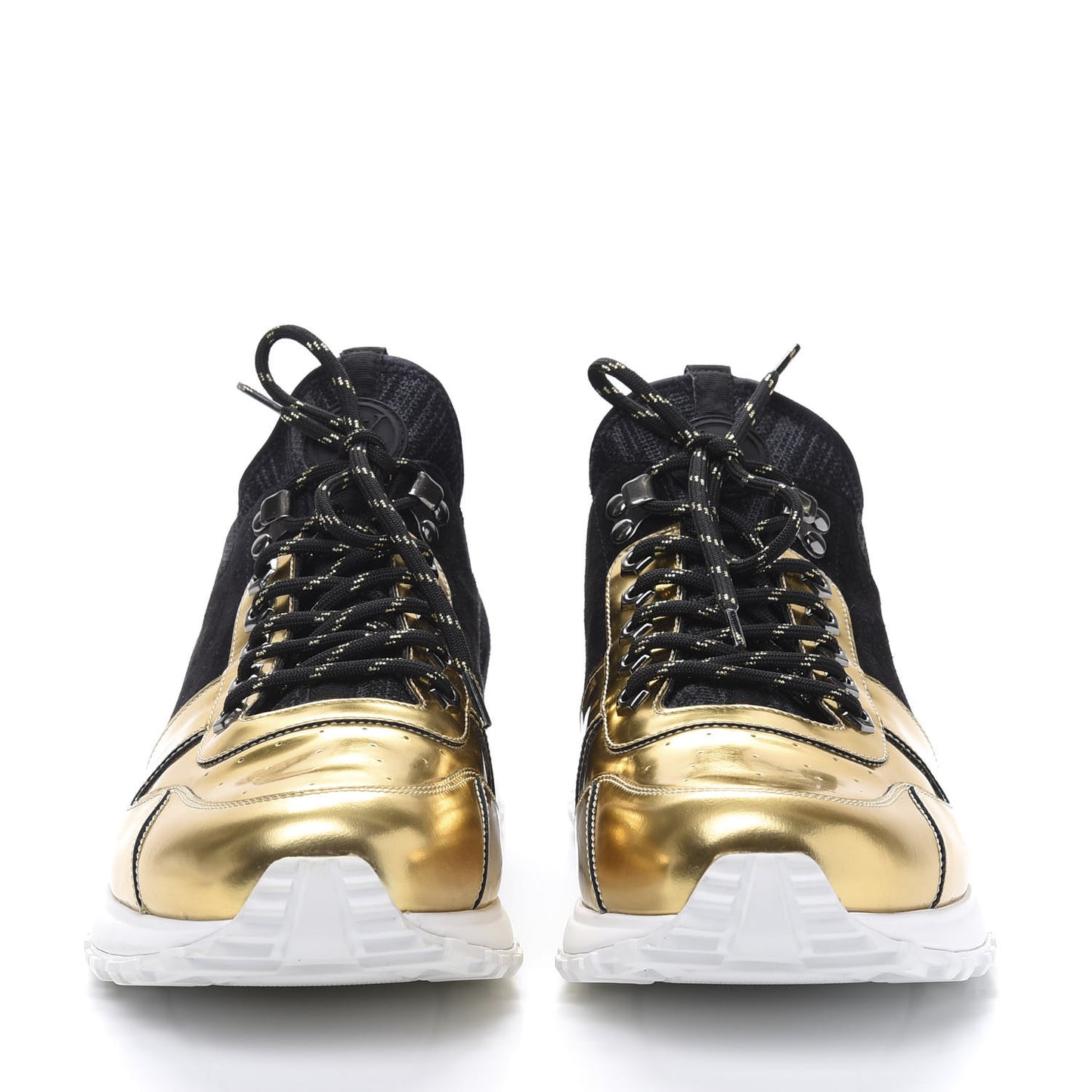 Metallic Patent Suede Run Away Sneakers 9.5 Black Gold