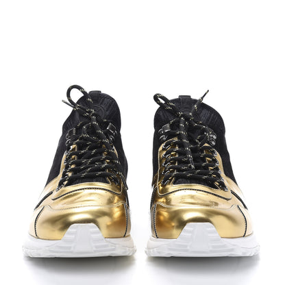 Louis Vuitton Metallic Patent Suede Run Away Sneakers 9.5 Black Gold 2 of 9