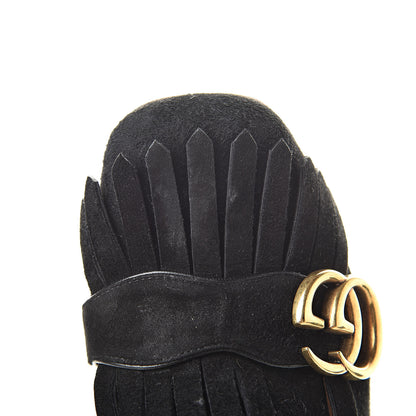 Gucci Kid Scamosciato GG Marmont Fringe 50mm Loafer Pumps 36.5 Black 10 of 10