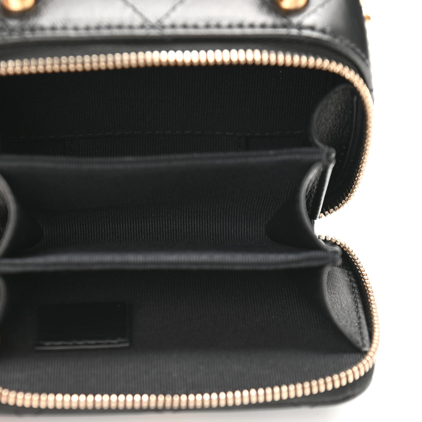 Lambskin Quilted Mini Lacquered Chain Clutch Black