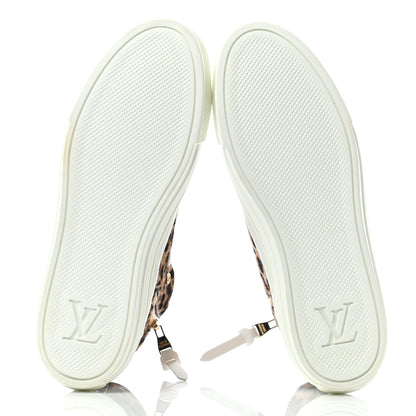 Louis Vuitton Pony Hair Leopard Print Calfskin Monogram Giant Stellar Sneaker Boots 38 5 of 8