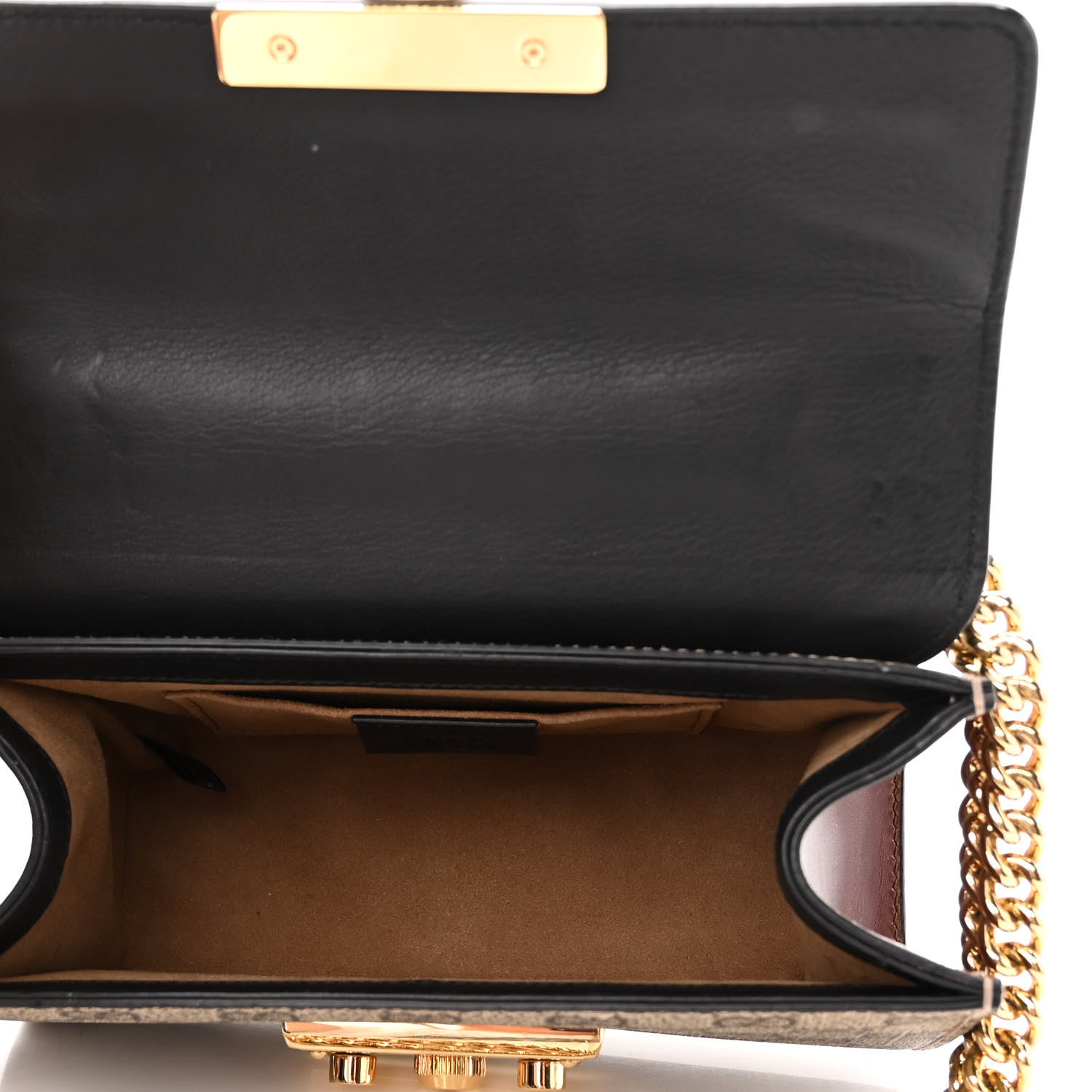 Gucci GG Supreme Monogram Calfskin Small Padlock Shoulder Bag Beige Black Cuir 5 of 12