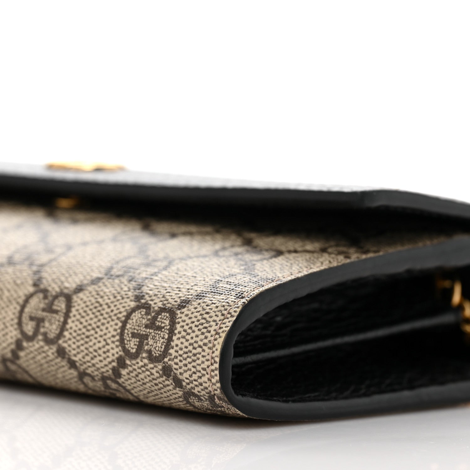Gucci Dollar Calfskin GG Supreme Monogram Petite GG Marmont Wallet Chain Bag Black Beige Ebony 9 of 10
