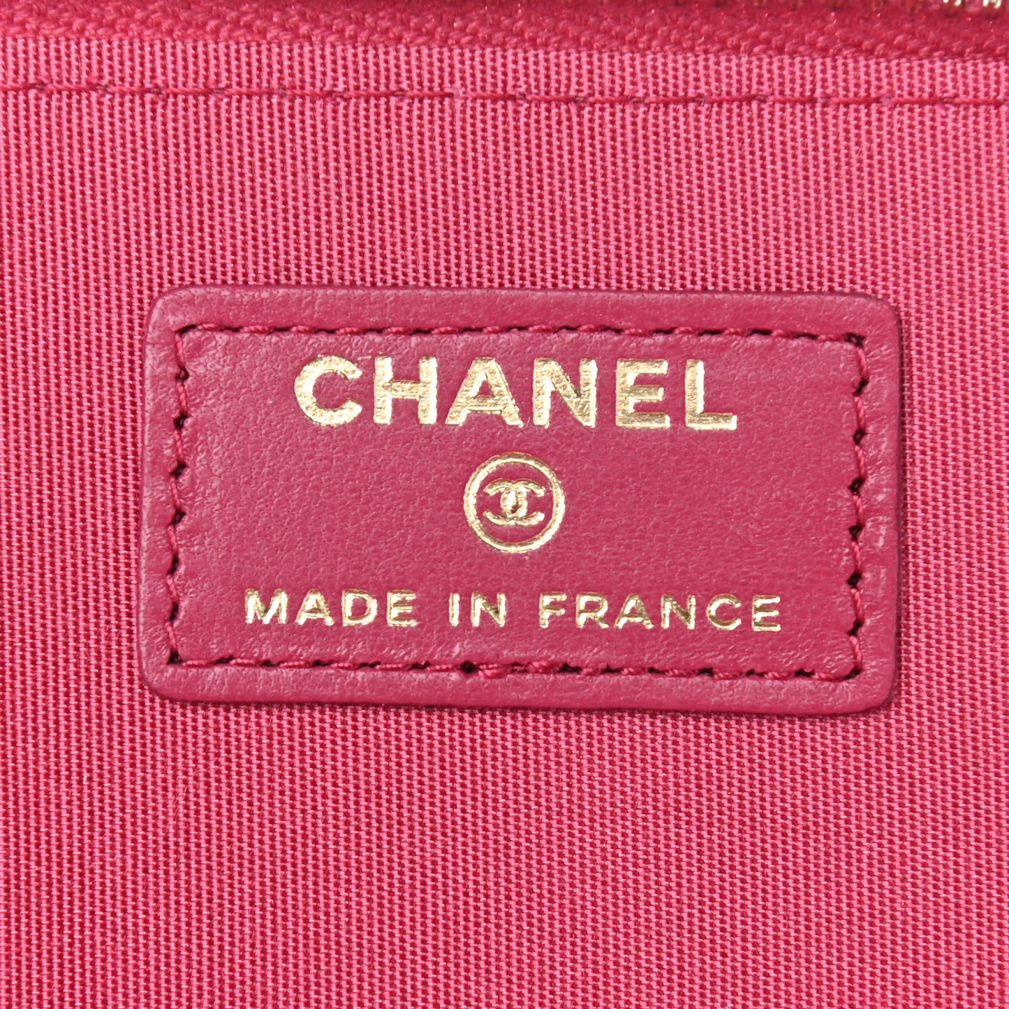 Lambskin Quilted Small Top Handle Vanity Case With Chain Dark Pink