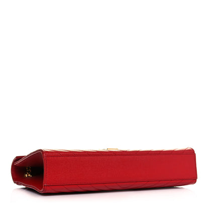 Saint Laurent Grain De Poudre Matelasse Chevron Large Monogram Satchel Lipstick Red 3 of 8