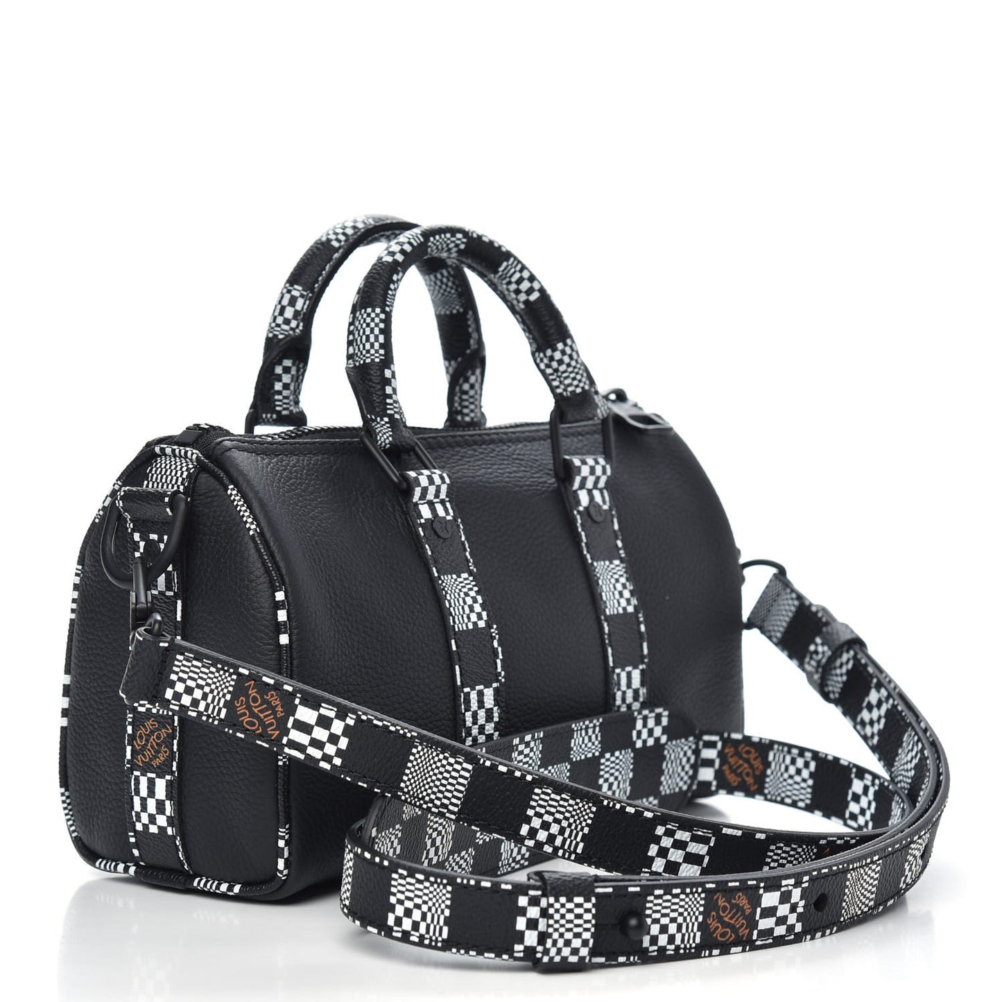 Calfskin Damier Distorted Keepall XS Black