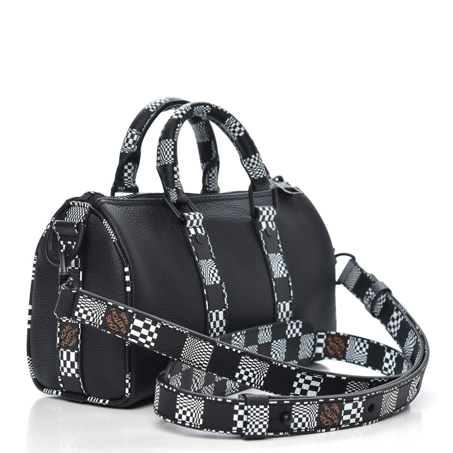 Louis Vuitton Calfskin Damier Distorted Keepall XS Black 3 of 9