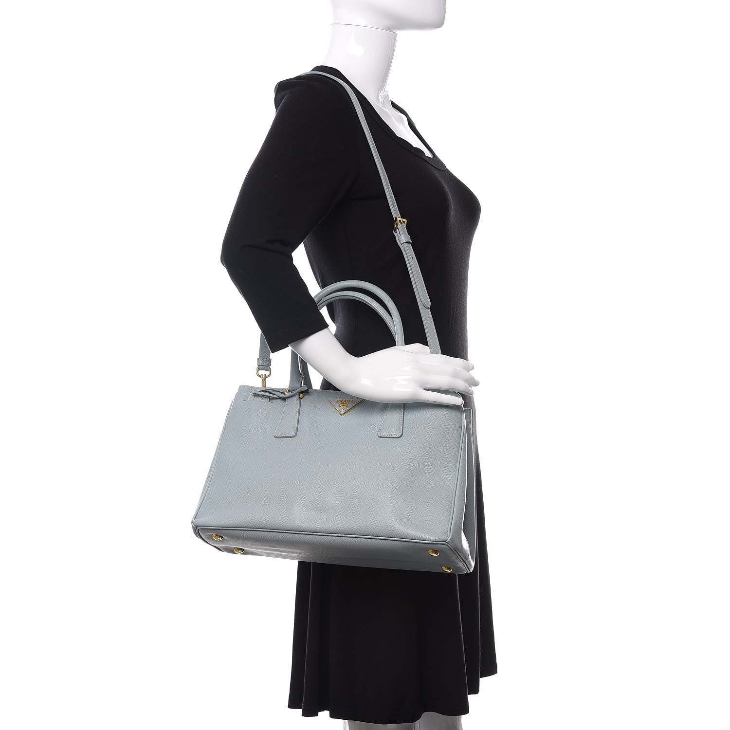 Prada Saffiano Lux Small Tote Lago 2 of 12