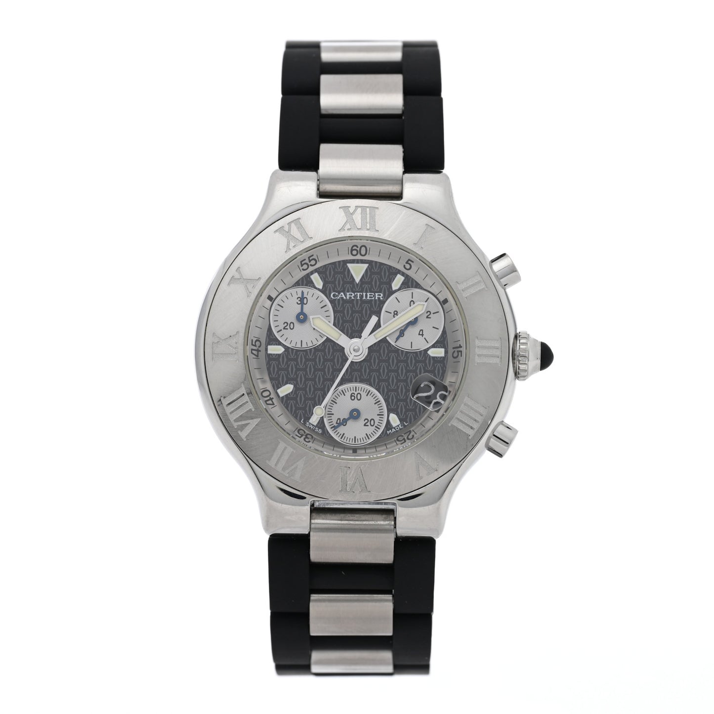 Stainless Steel Rubber 38mm Must 21 Chronoscaph Quartz Watch Black