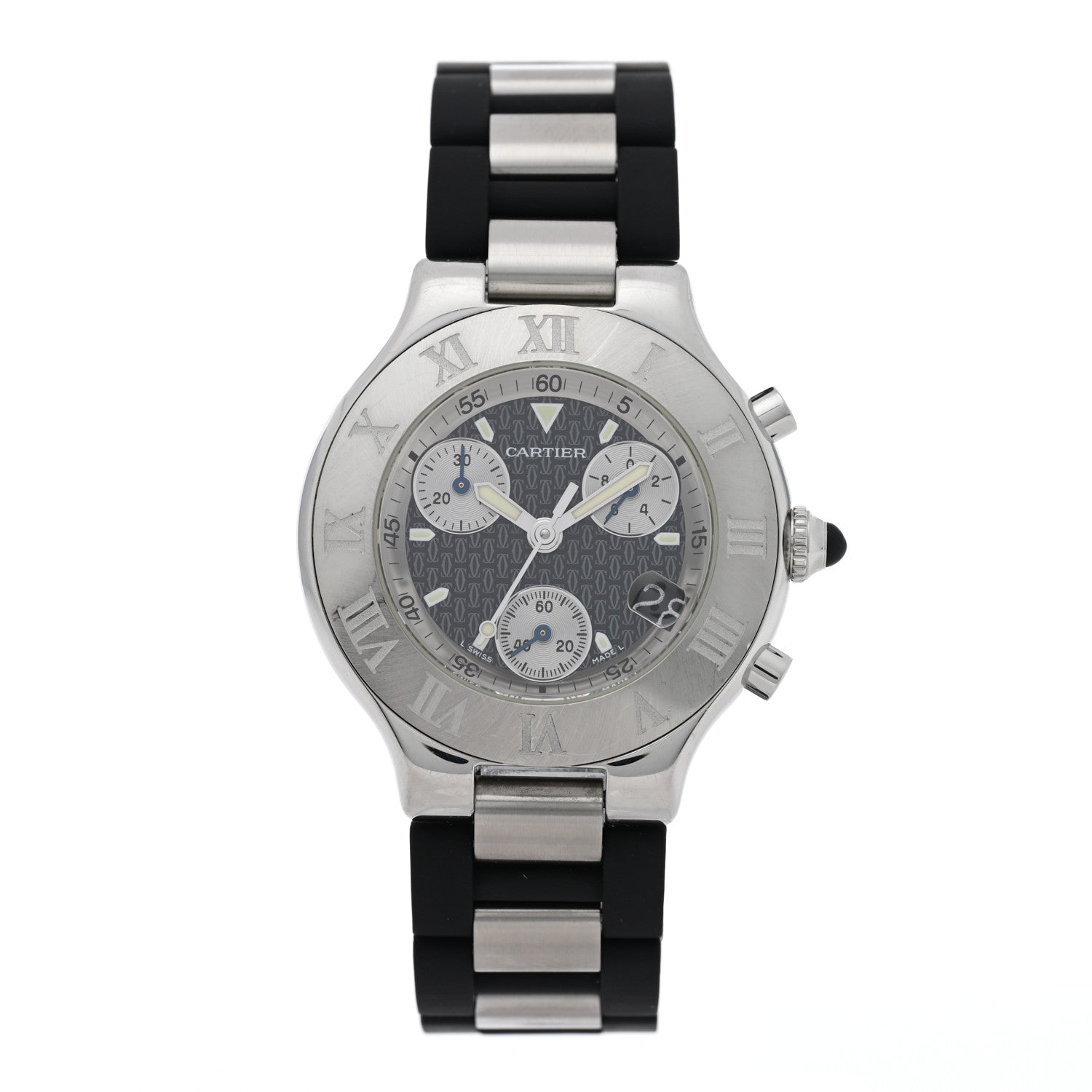 Cartier Stainless Steel Rubber 38mm Must 21 Chronoscaph Quartz Watch Black 1 of 4