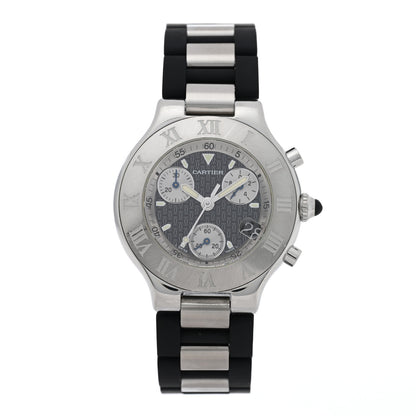 Cartier Stainless Steel Rubber 38mm Must 21 Chronoscaph Quartz Watch Black 1 of 4