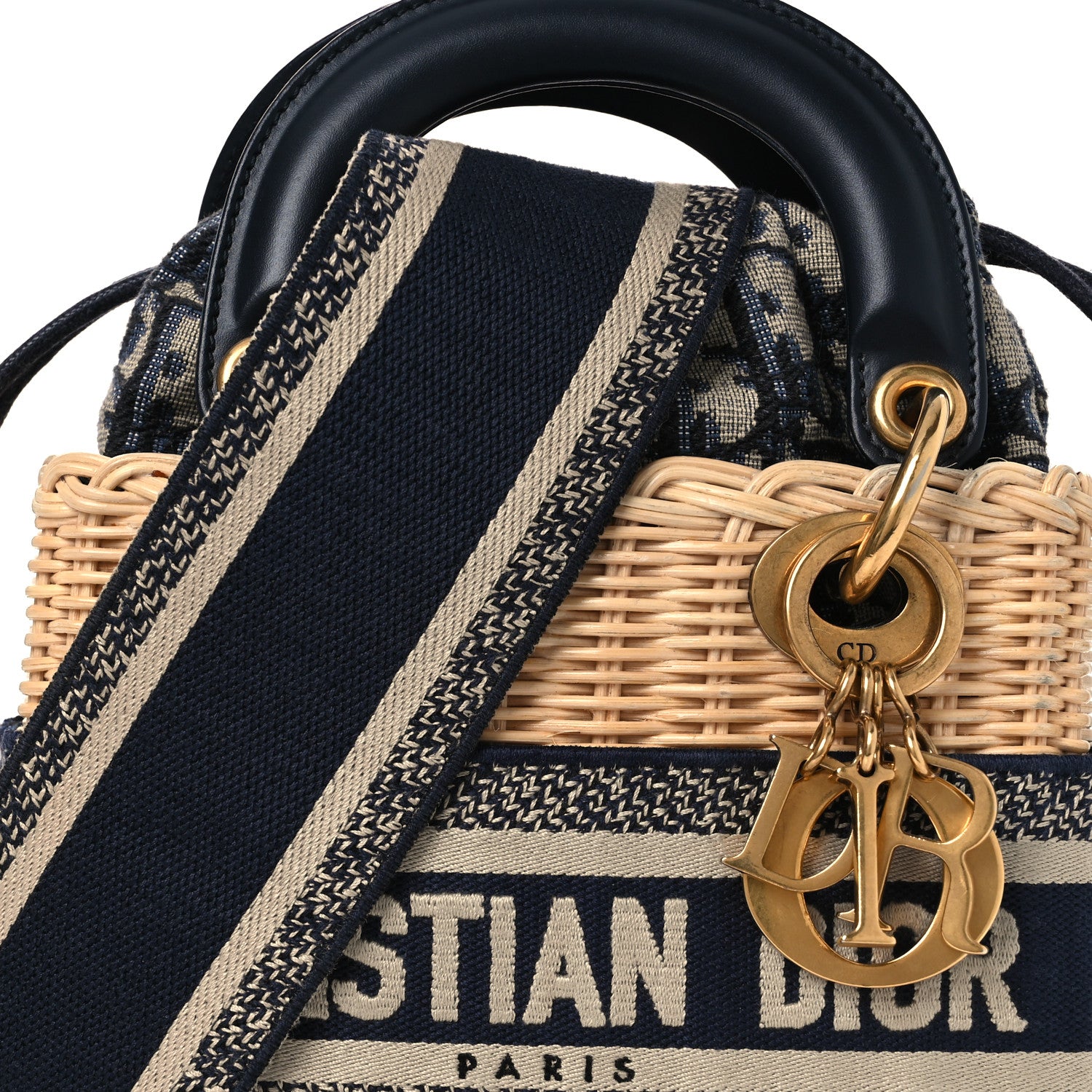Christian Dior Wicker Oblique Mini Lady Dior Bag Blue 8 of 11