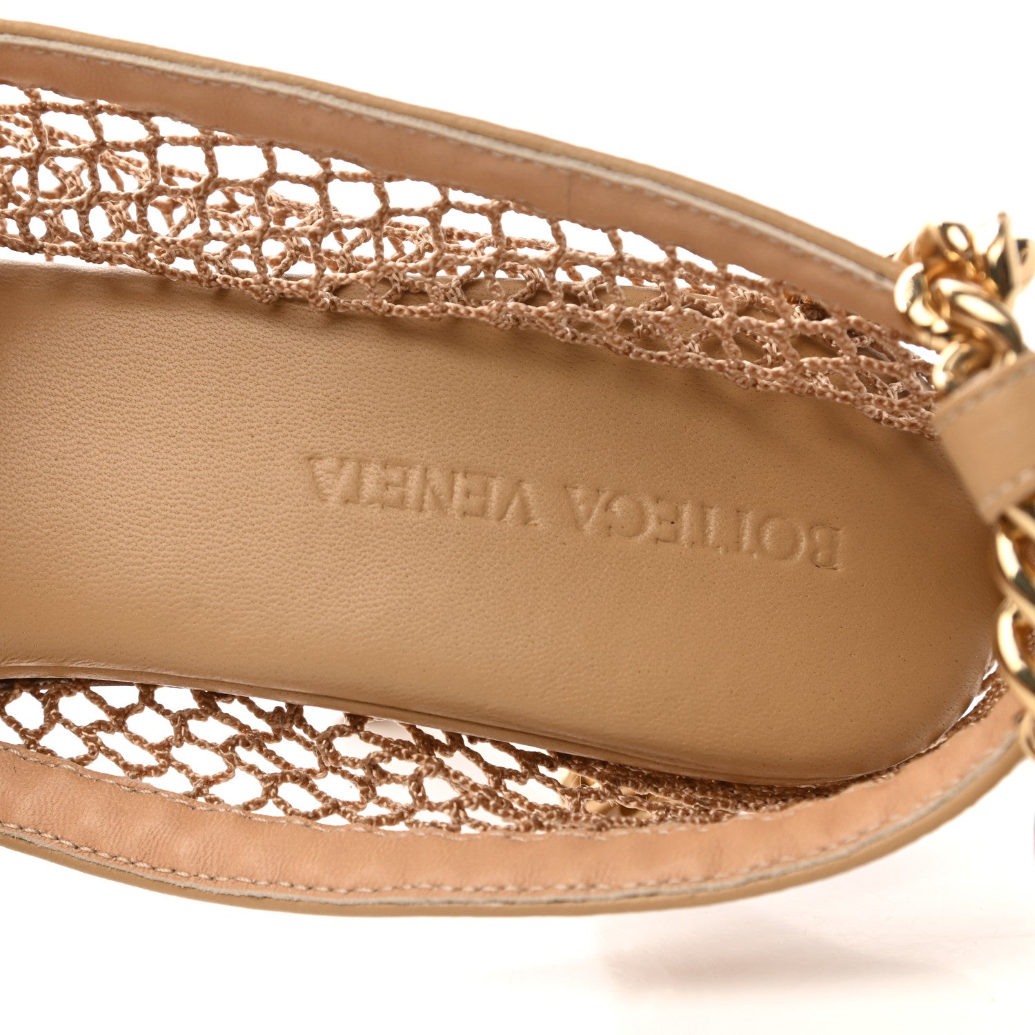Bottega Veneta Mesh Nappa Chunky Chain Sandals 37 Beige Pony 7 of 8
