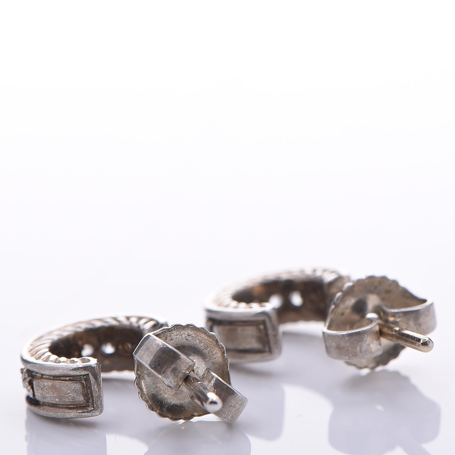 David Yurman Sterling Silver Diamond Mini Cable Hoop Earrings 4 of 14