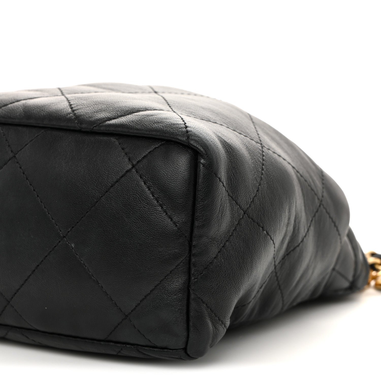 Chanel Lambskin Resin Quilted Small Bucket Bag Black 10 of 10