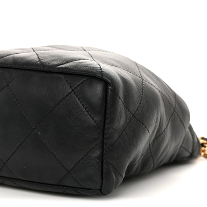 Chanel Lambskin Resin Quilted Small Bucket Bag Black 10 of 10