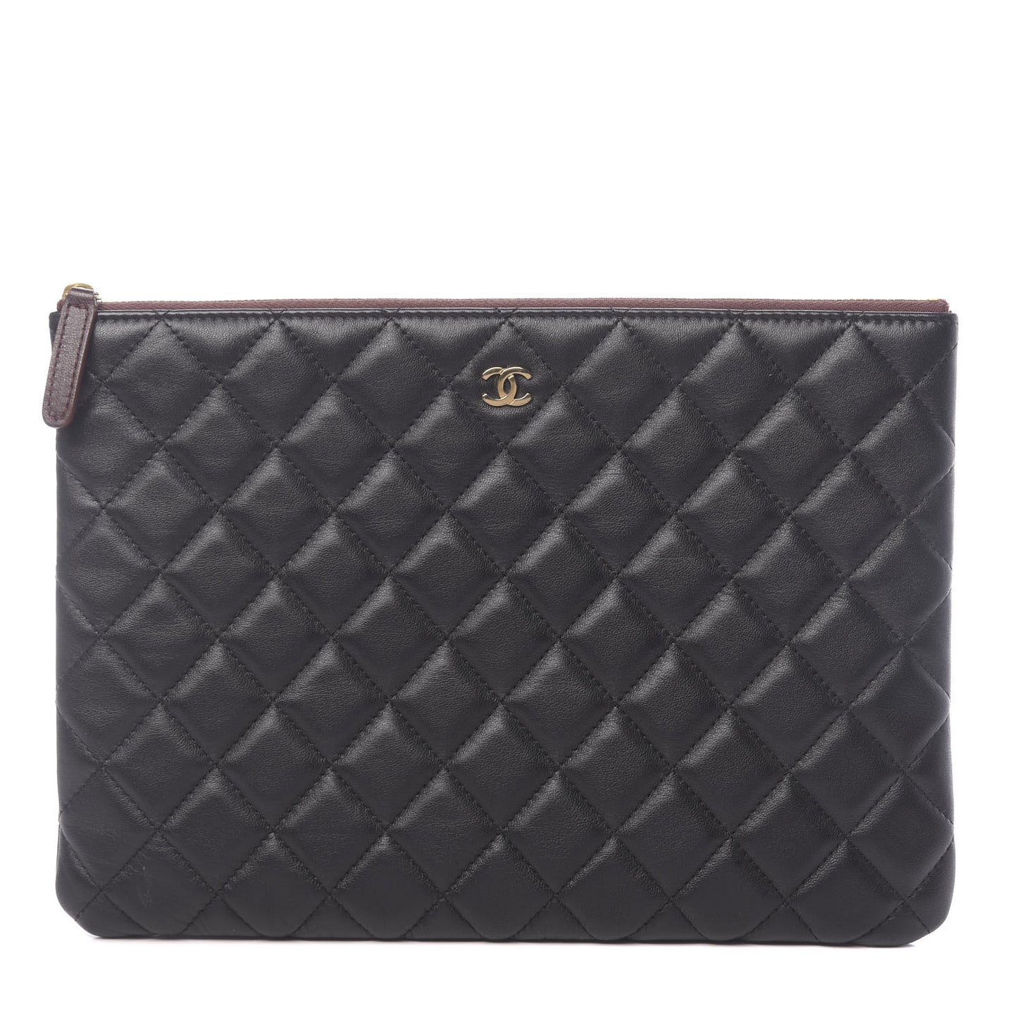 Lambskin Quilted Medium Cosmetic Case Black
