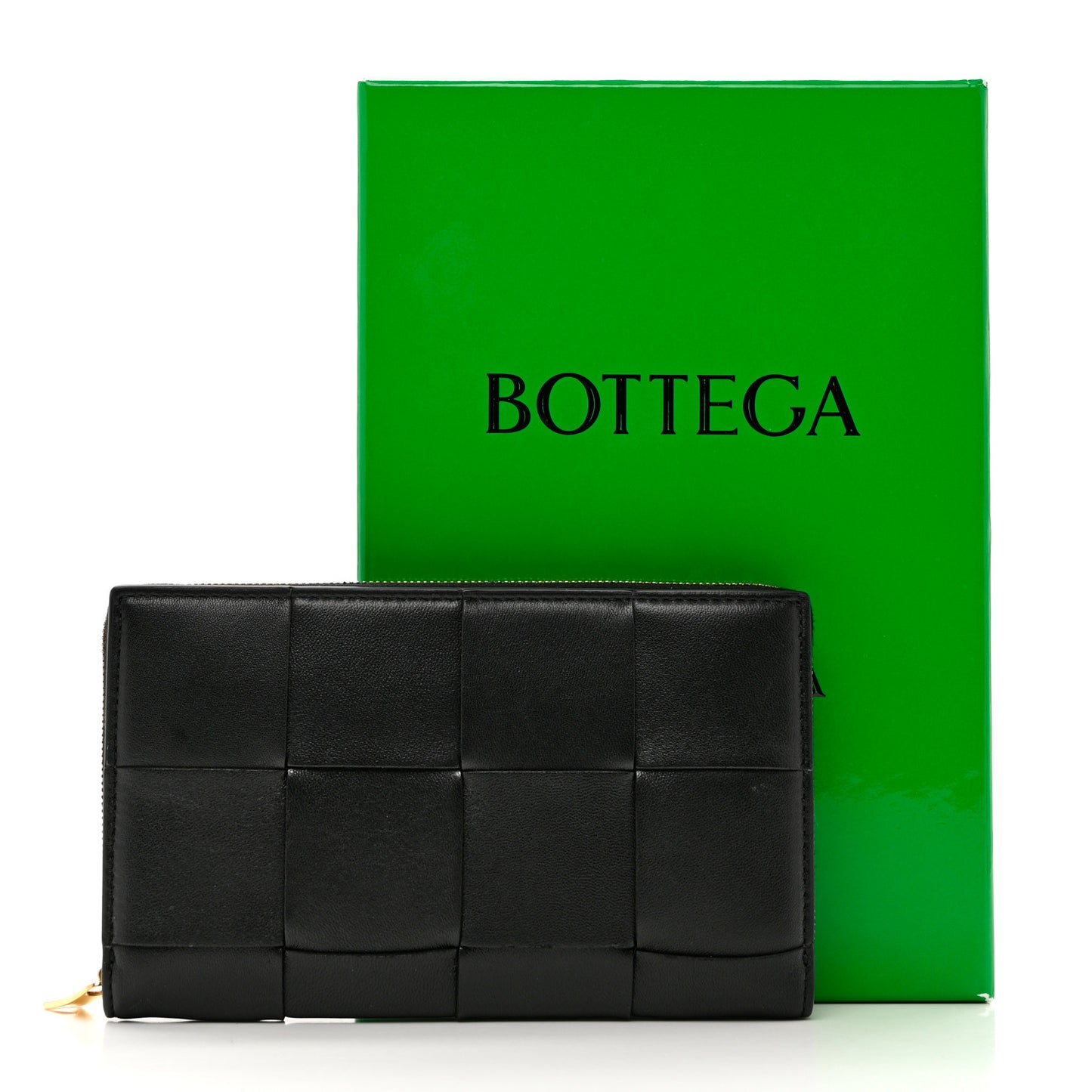 Nappa Maxi Intrecciato Zip Around Wallet Black
