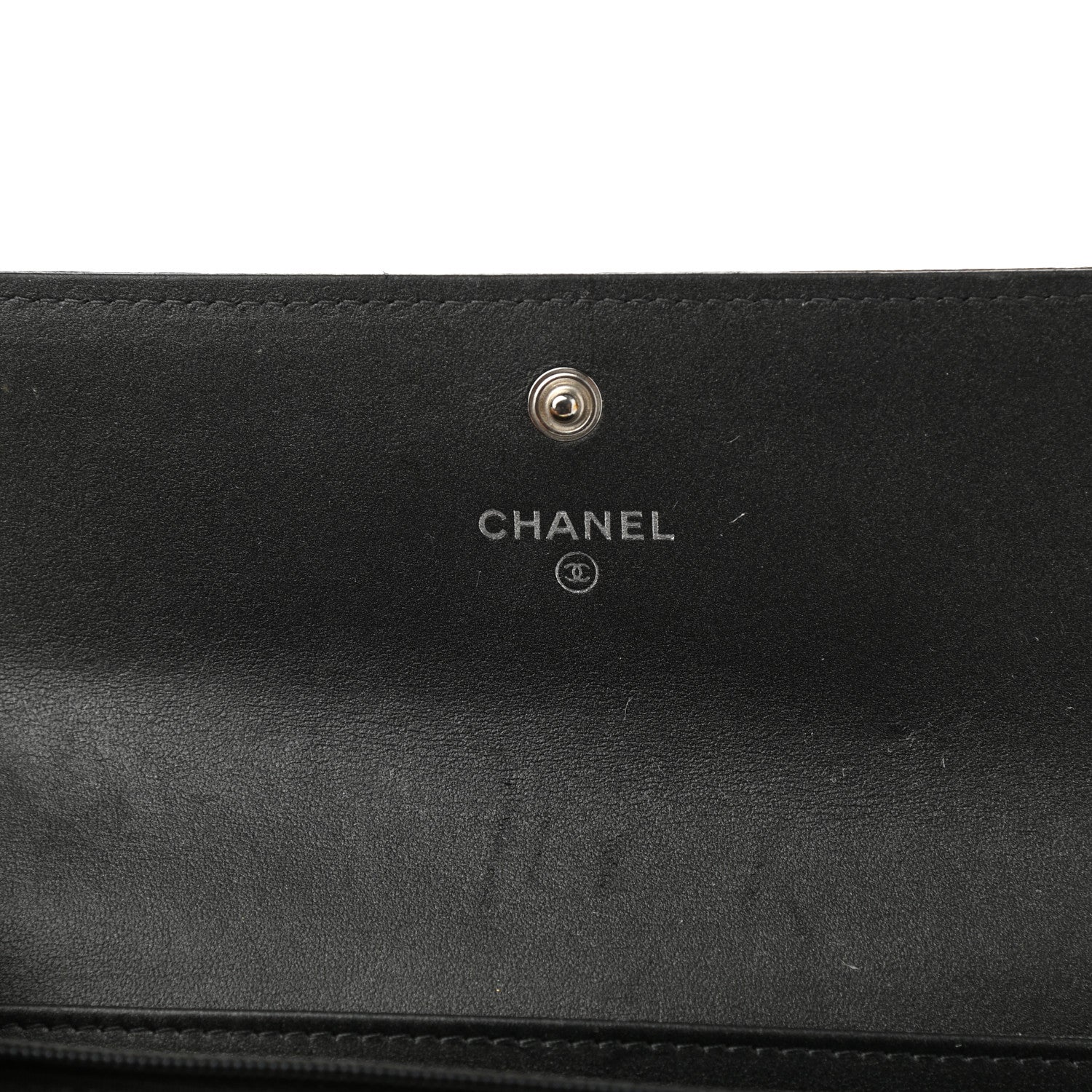 Chanel Goatskin Embossed Camellia Large Gusset Flap Wallet Black 6 of 9