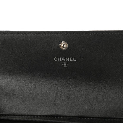 Chanel Goatskin Embossed Camellia Large Gusset Flap Wallet Black 6 of 9