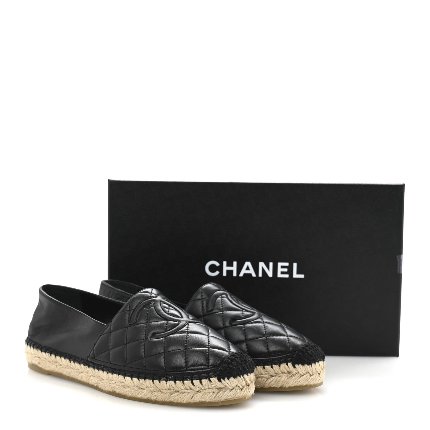 Lambskin Quilted CC Espadrilles 38 Black