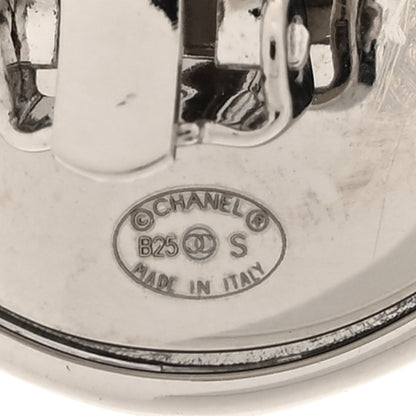 Chanel Metal Enamel CC Clip On Earrings Silver White 4 of 5