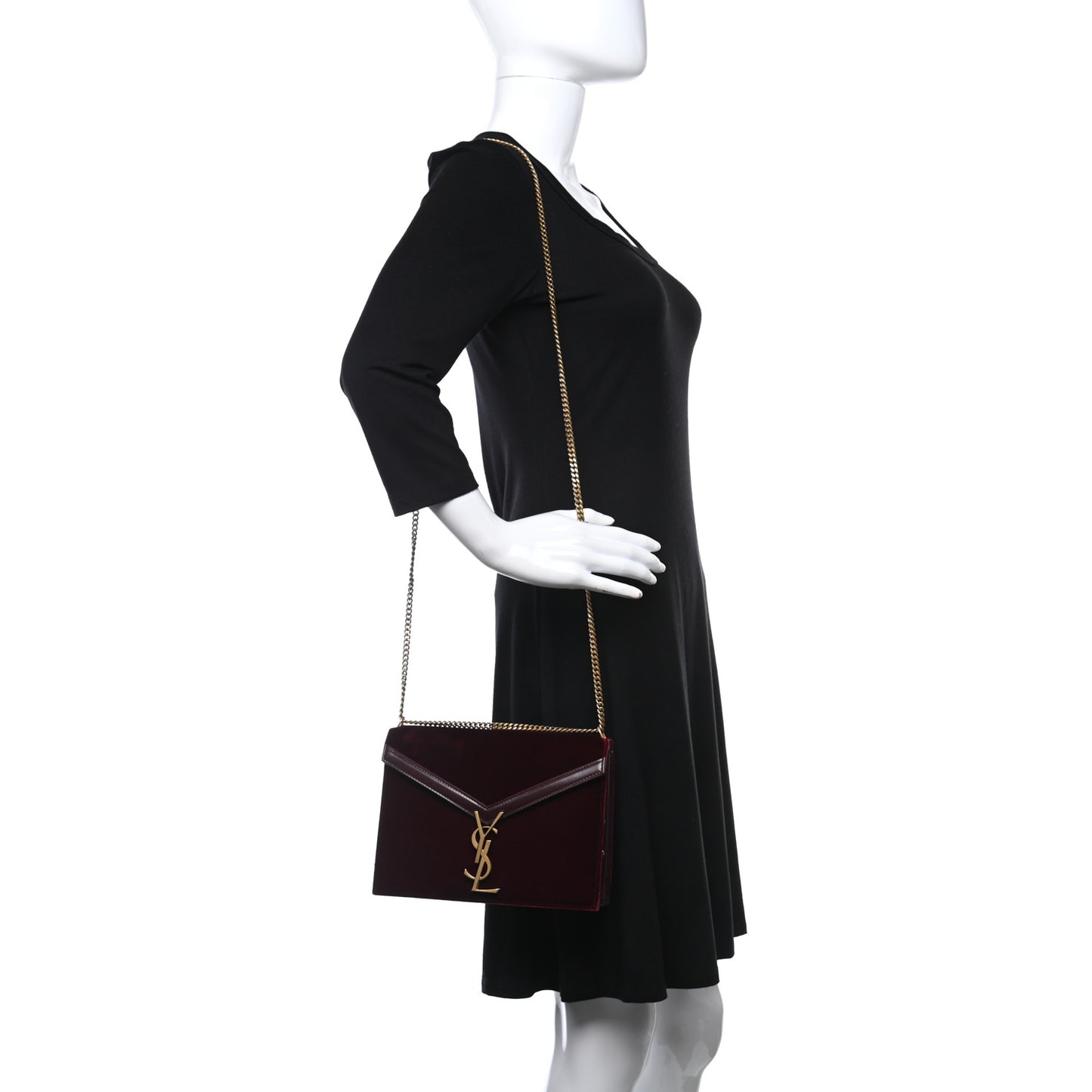 Velvet Monogram Cassandra Clasp Bag Burgundy