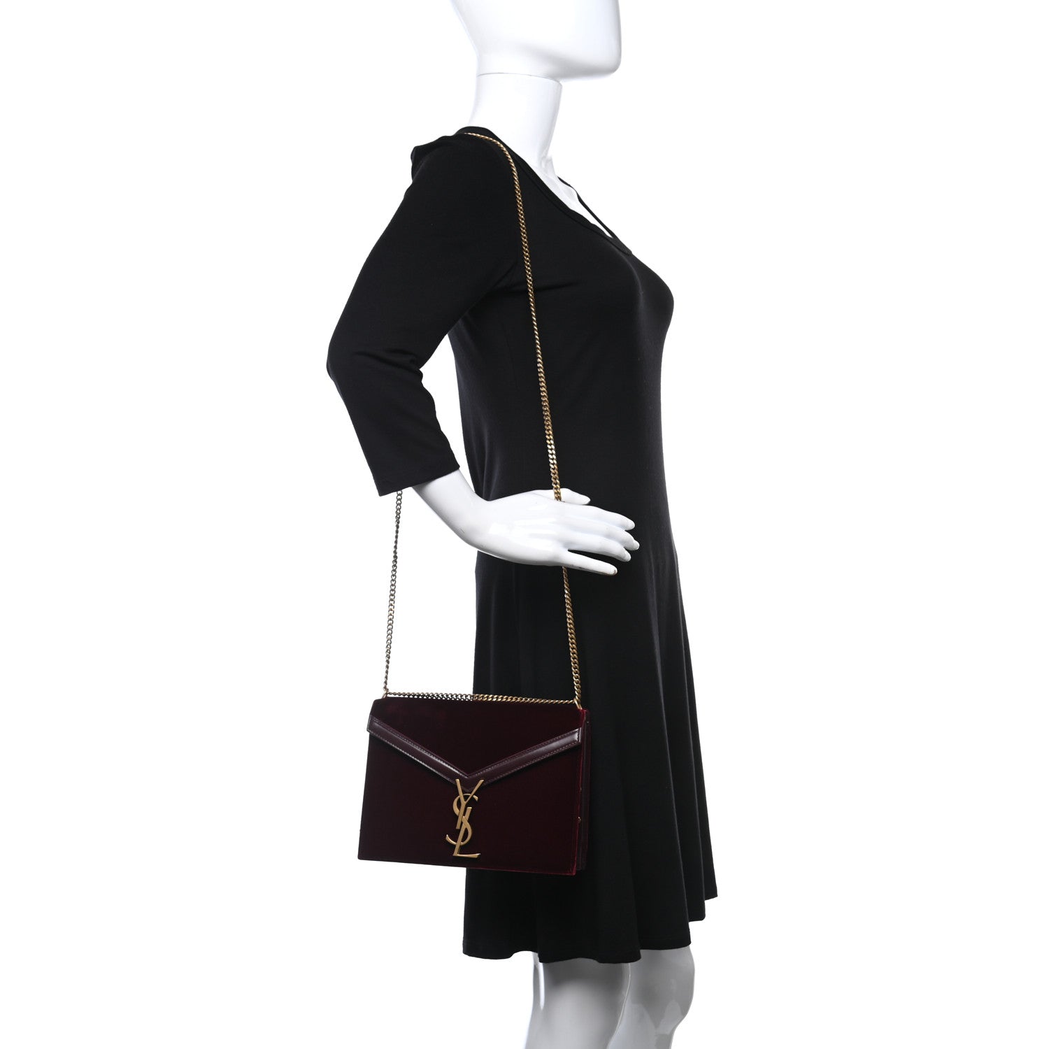 Saint Laurent Velvet Monogram Cassandra Clasp Bag Burgundy 2 of 13