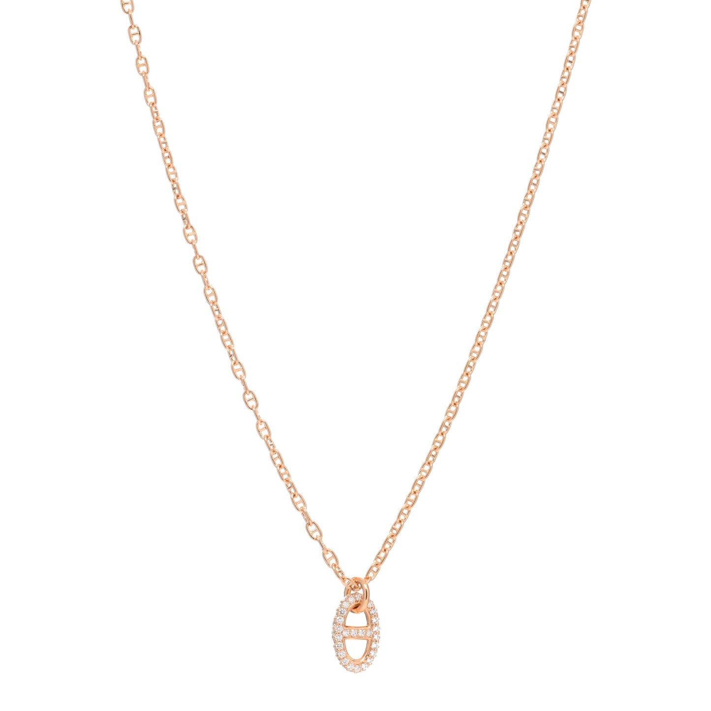 18K Rose Gold Diamond PM New Farandole Pendant Necklace ST