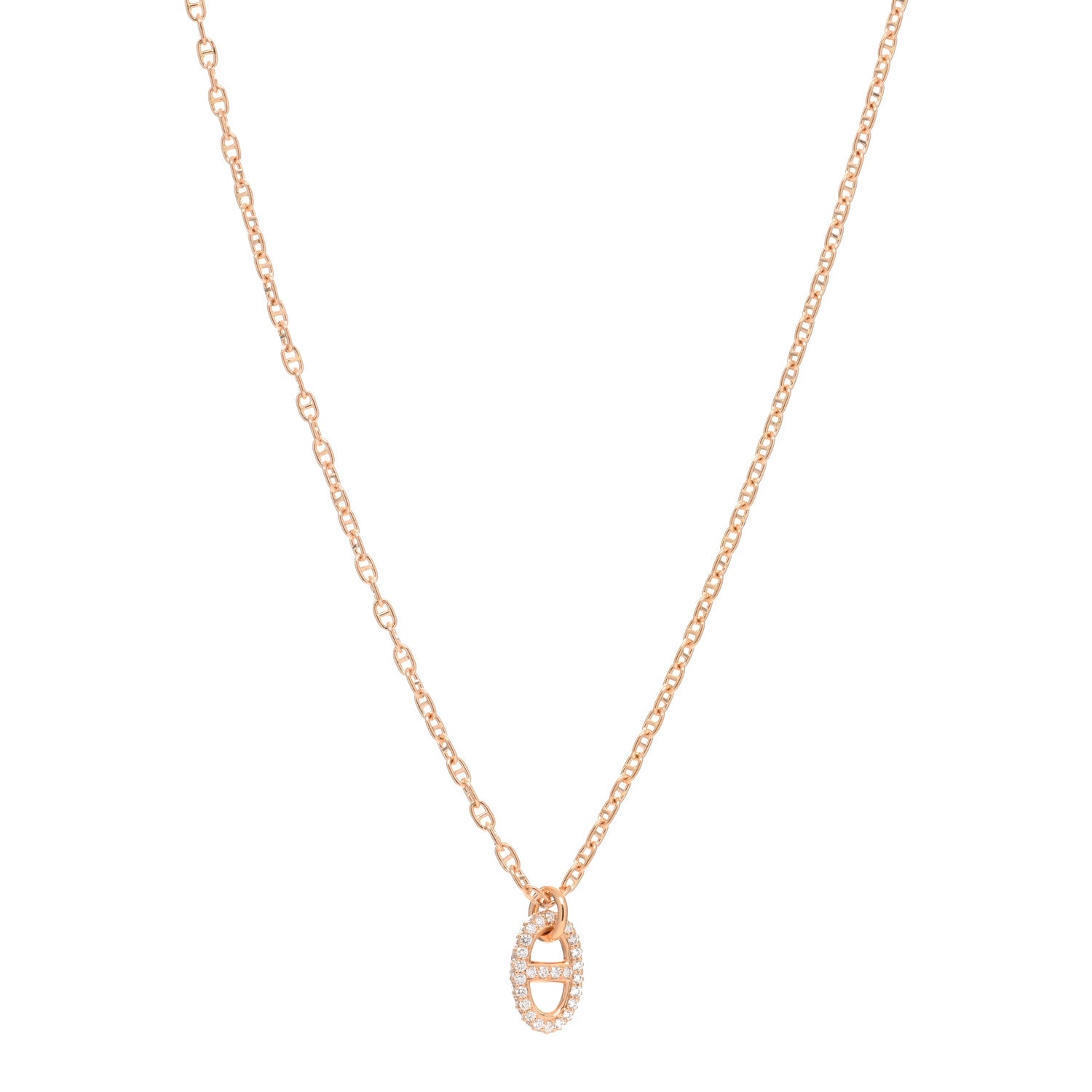 Hermes 18K Rose Gold Diamond PM New Farandole Pendant Necklace ST 1 of 4