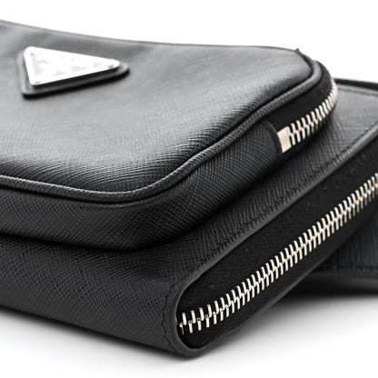 Prada Saffiano Travel Double Zip Crossbody Belt Bag Black 11 of 13
