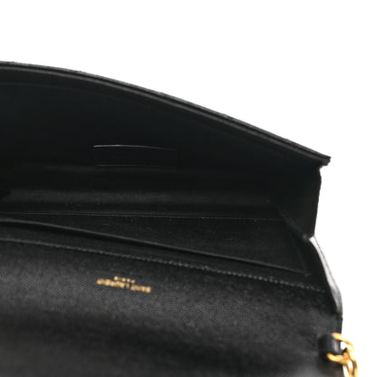 Saint Laurent Grain De Poudre Matelasse Chevron Monogram Envelope Clutch Black 5 of 8