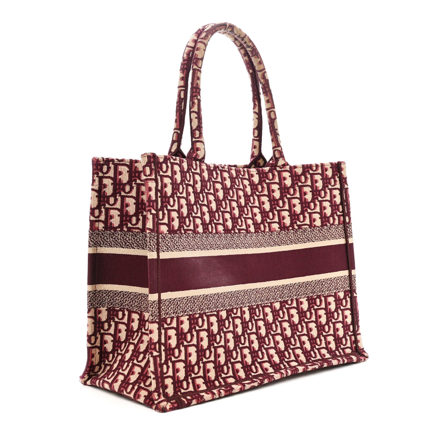 Oblique Medium Book Tote Burgundy Multicolor