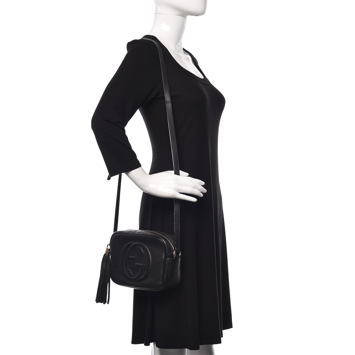 Pebbled Calfskin Small Soho Disco Bag Black