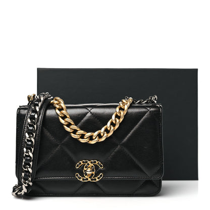 Chanel Lambskin Quilted Chanel 19 Wallet On Chain WOC Black 12 of 12