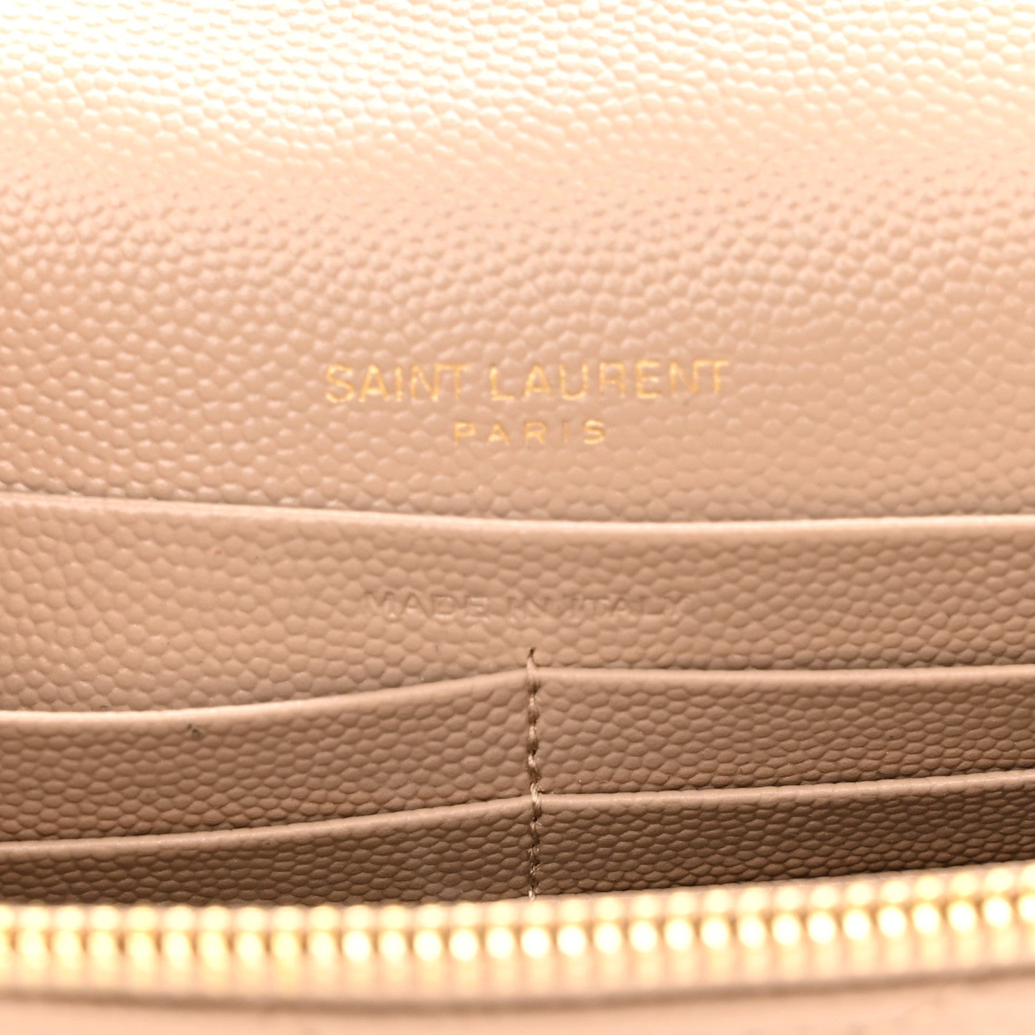 Saint Laurent Grain De Poudre Matelasse Chevron Monogram Envelope Chain Wallet Dark Beige 7 of 11